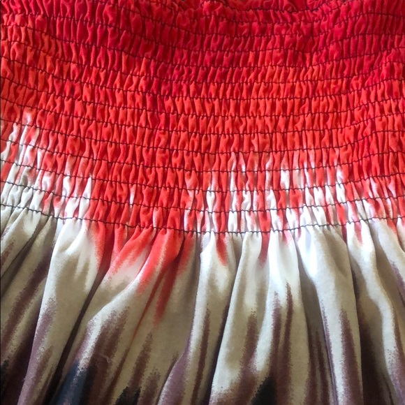 Red abstract print strapless dress - Picture 2 of 2